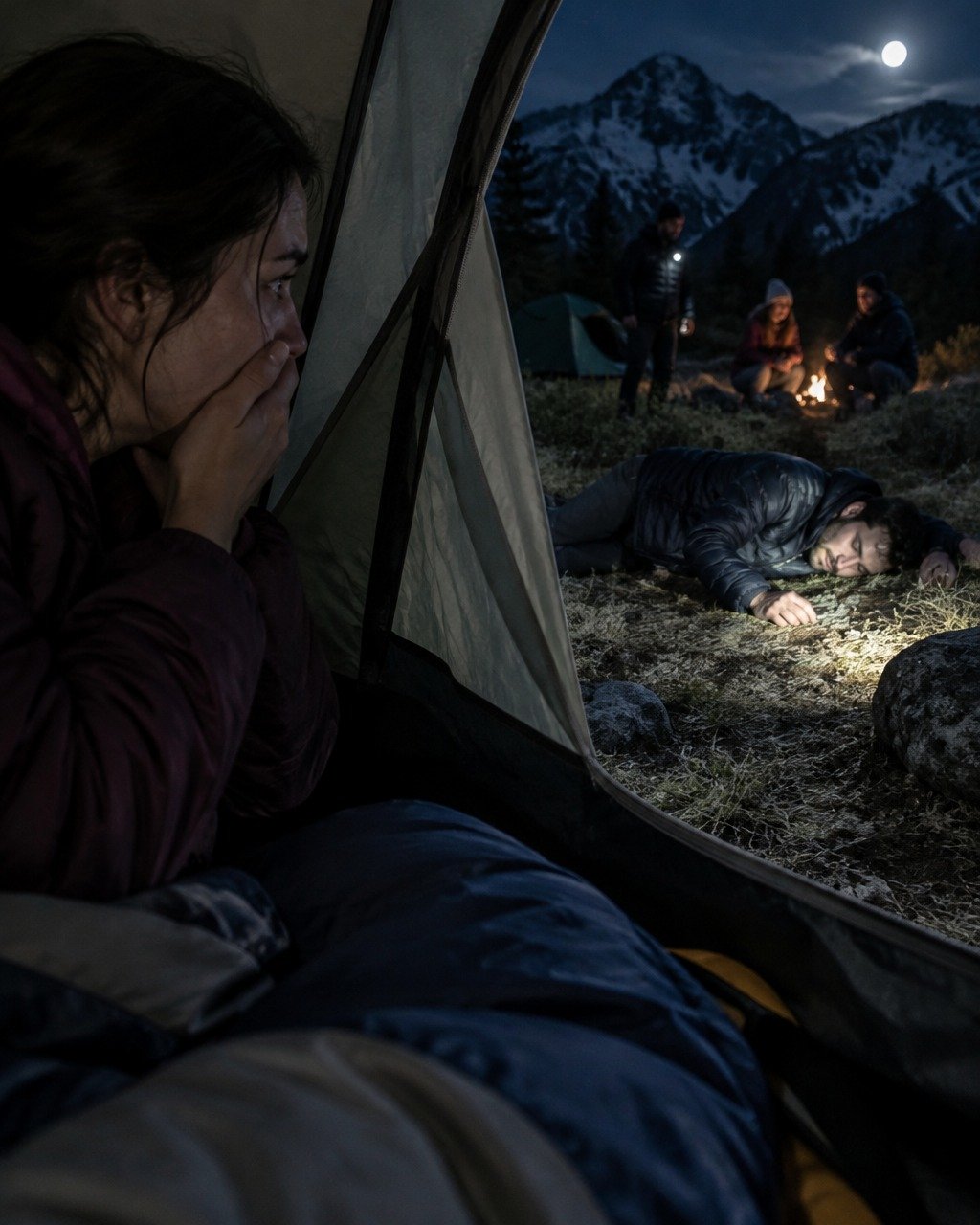 During a Mountain Camping Trip with Friends, My Husband Disappeared from Our Tent at Night — I Nearly Fainted When I Found Him